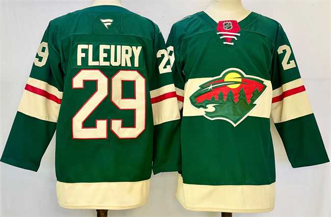 Men%27s Minnesota Wild #29 Marc-Andre Fleury Green 2024-25 Home Stitched Hockey Jersey